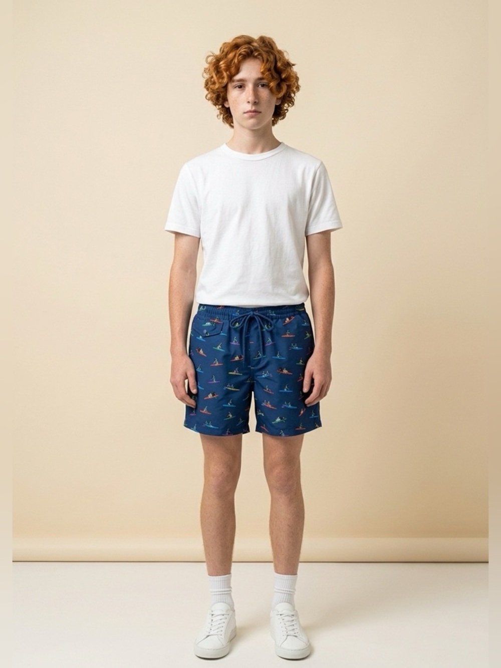 Uniqlo x JW Anderson Men’s Swim Shorts Blue Rowing Print Size M Summer